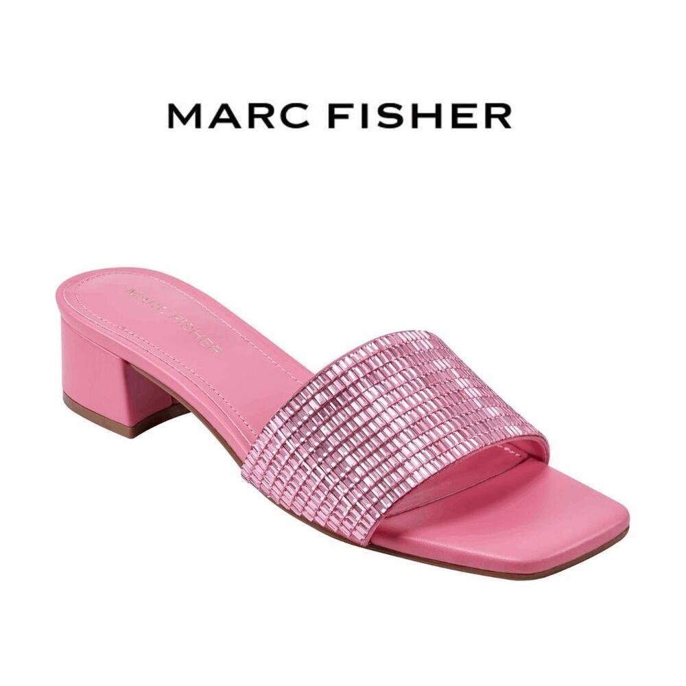 Marc Fisher Pink Embellished Slide Sandals - Picture 2 of 15